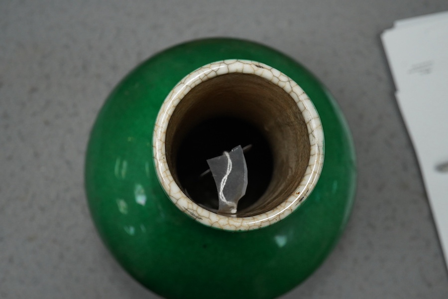 A Chinese green crackle glazed bottle vase, 19th century